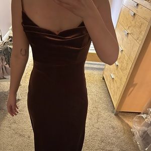 Revelry Skye Velvet Bridesmaid Dress in Terracotta (8)